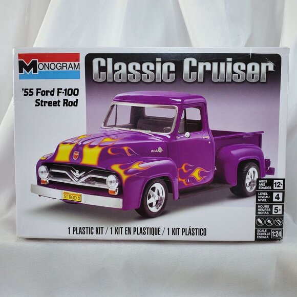 Monogram Purple 1955 Ford F-100 Pickup Street Rod 1/24 MODEL CAR Kit NIOB - Picture 8 of 8